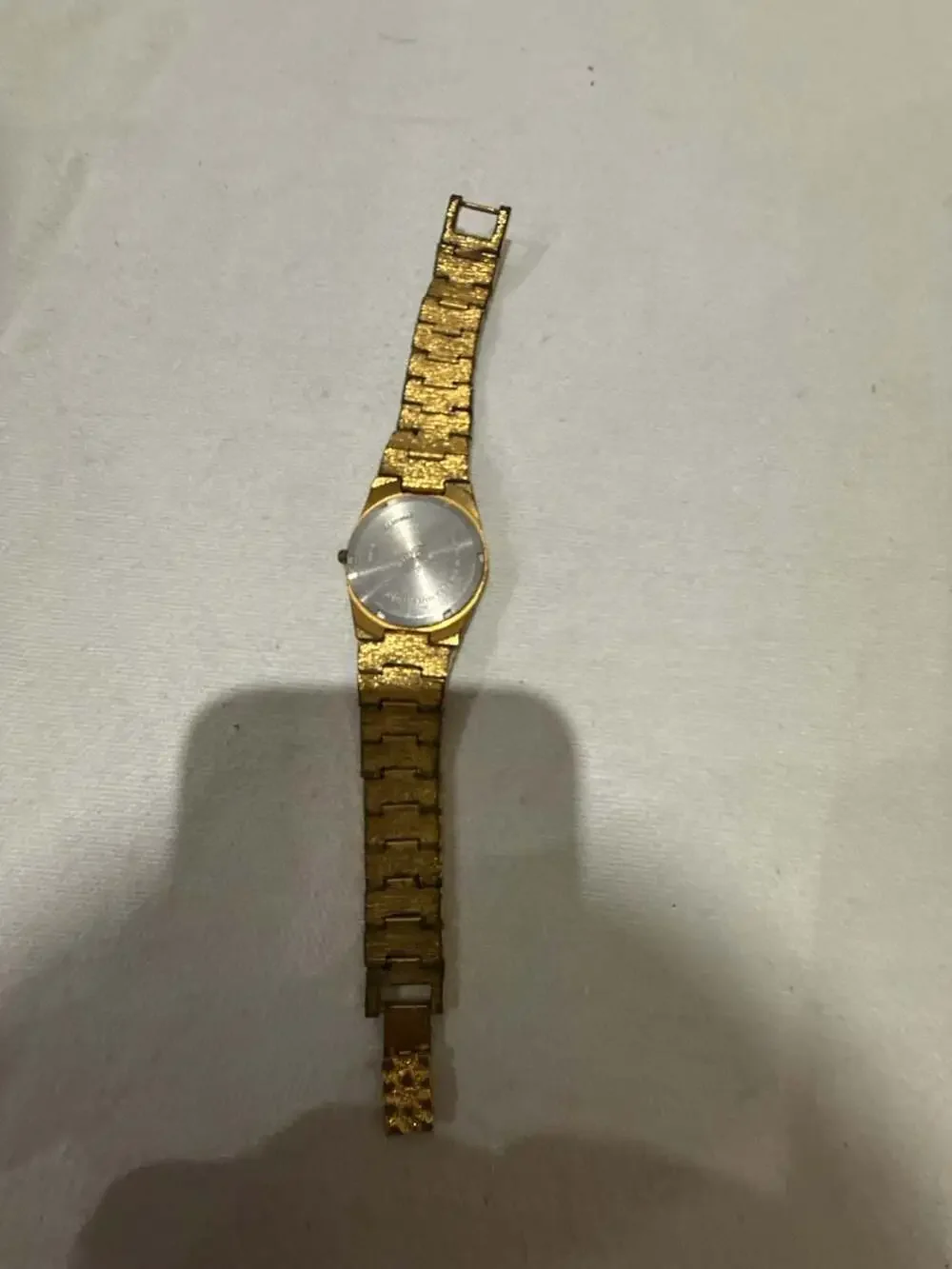 Vintage Gruen Precision Quartz Women Watch Diamond Accent Gold Nugget